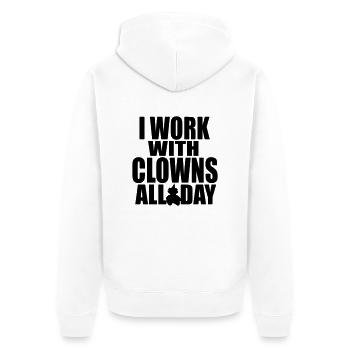 i work with clowns 6 - Unisex Premium Organic Zip Hoodie - white - Back - Thijin (182cm)