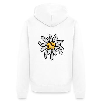 Edelweiss - Unisex Premium Bio Zip Hoodie - Weiß - Hinten - Thijin (182cm)