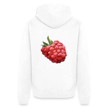 Raspberry - Unisex Premium Organic Zip Hoodie - white - Back - Thijin (182cm)
