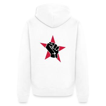 red star with fist - Unisex Premium Organic Zip Hoodie - white - Back - Thijin (182cm)