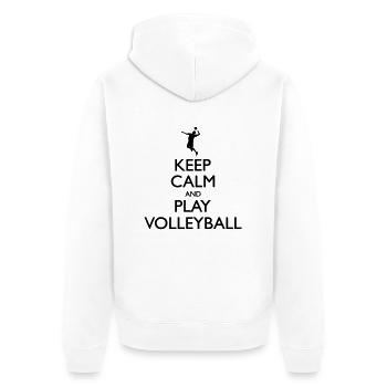 Keep Calm play Volleyball - Unisex Premium Organic Zip Hoodie - white - Back - Thijin (182cm)