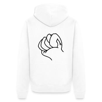 Faust mit Daumen - Unisex Premium Bio Zip Hoodie - Weiß - Hinten - Thijin (182cm)