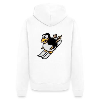pinguin_ski_022011_i_3c - Unisex Premium Bio Zip Hoodie - Weiß - Hinten - Thijin (182cm)