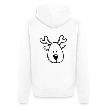 Rentier Zeichnung Weihnachten - Unisex Premium Bio Zip Hoodie - Weiß - Hinten - Thijin (182cm)
