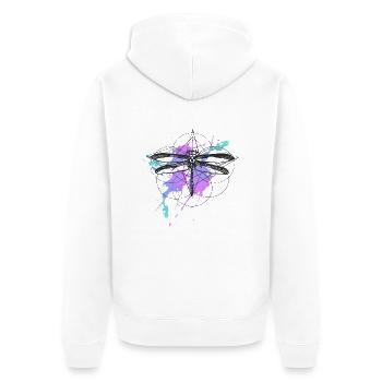 Libelle-aquarell - Unisex Premium Bio Zip Hoodie - Weiß - Hinten - Thijin (182cm)