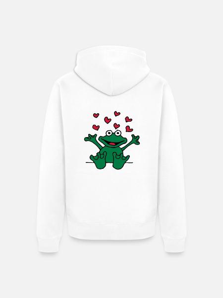 heart_frog_1220113c_a - Unisex Premium Bio Zip Hoodie - Weiß