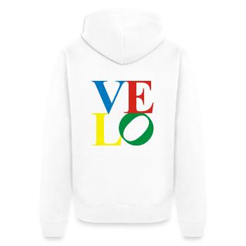 velo - love 4-color - Unisex Premium Organic Zip Hoodie - white - Back - Thijin (182cm)