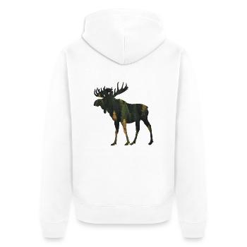 Moose - Unisex Premium Organic Zip Hoodie - white - Back - Thijin (182cm)