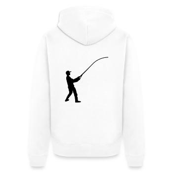 fishing man - Unisex Premium Bio Zip Hoodie - Weiß - Hinten - Thijin (182cm)