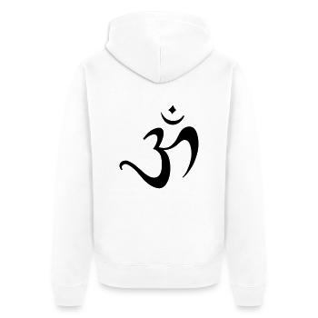 om, ohm, omm, om namah shivaya, ॐ, aum - Veste à capuche bio Premium Unisexe - blanc - Dos - Thijin (182cm)