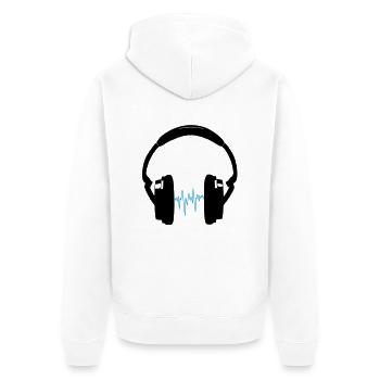 Kopfhörer - Unisex Premium Bio Zip Hoodie - Weiß - Hinten - Thijin (182cm)