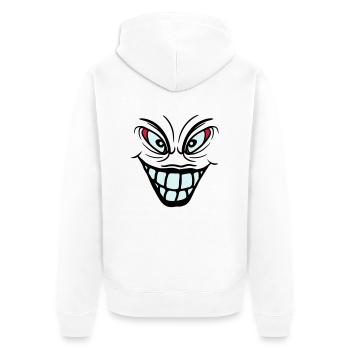 psychopath verrueckt clown joker grinsen mund fres - Unisex Premium Bio Zip Hoodie - Weiß - Hinten - Thijin (182cm)