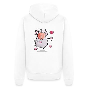 Moutons avec le coeur - Veste à capuche bio Premium Unisexe - blanc - Dos - Thijin (182cm)