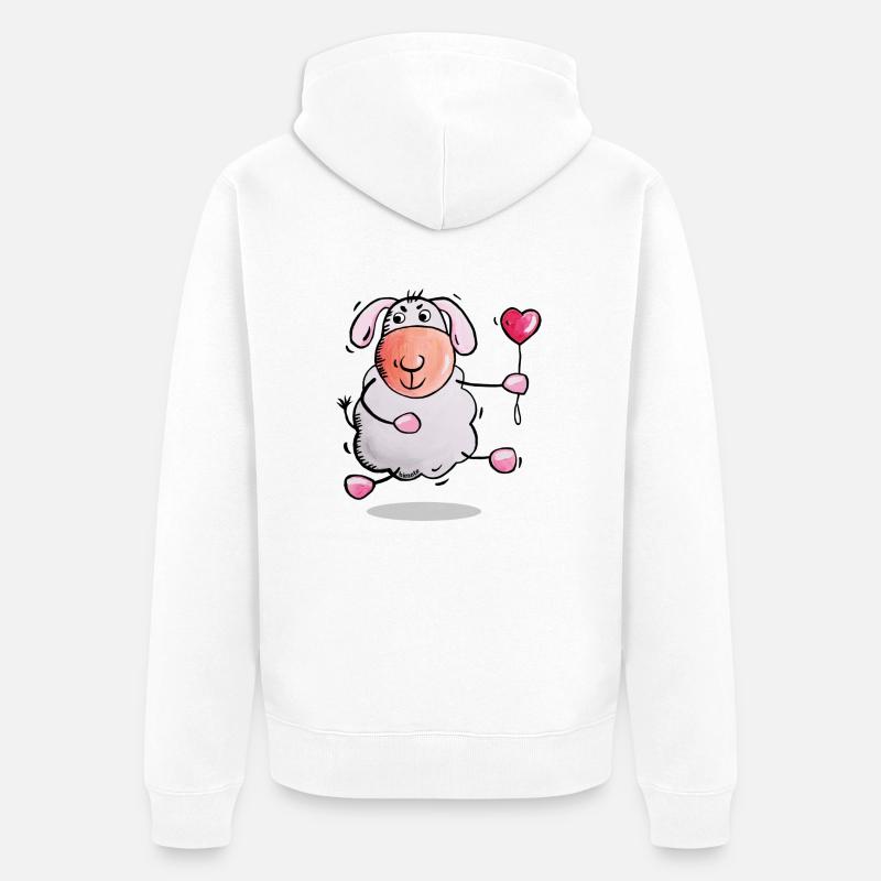 Moutons avec le coeur - Veste à capuche bio Premium Unisexe - blanc