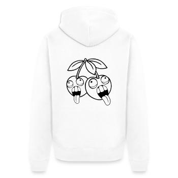 obst 2 freunde kirschen verrueckt gesicht kopf aug - Unisex Premium Bio Zip Hoodie - Weiß - Hinten - Thijin (182cm)