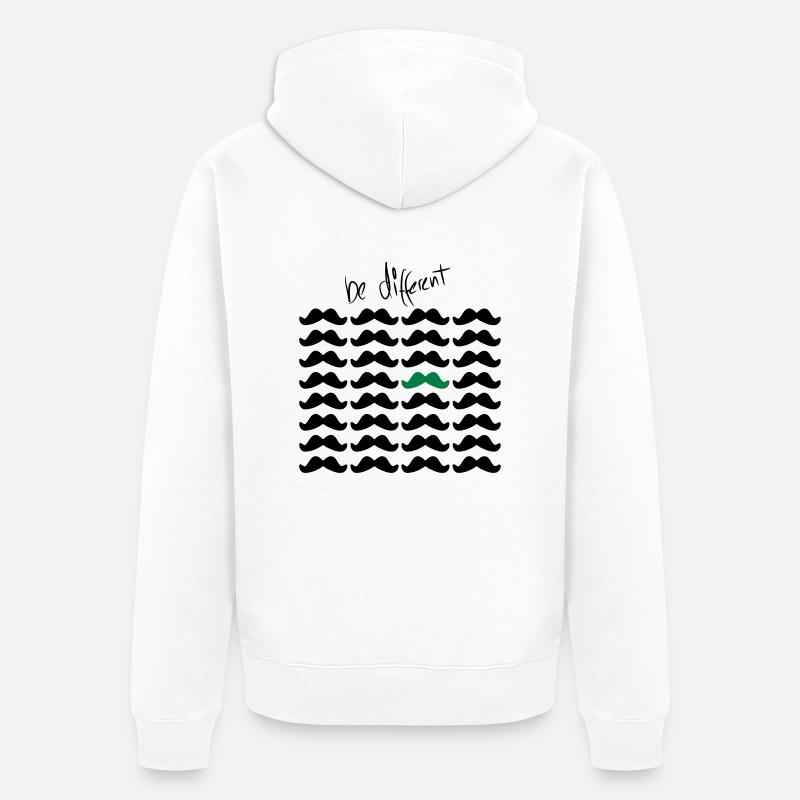 Mustache Moustache "be different" 2c - Veste à capuche bio Premium Unisexe - blanc