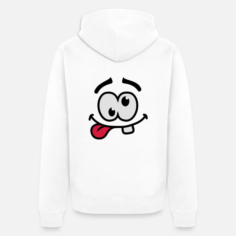 Crazy Smiley Face - Unisex Premium Bio Zip Hoodie - Weiß