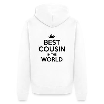 best cousin in the world - Unisex Premium Bio Zip Hoodie - Weiß - Hinten - Thijin (182cm)