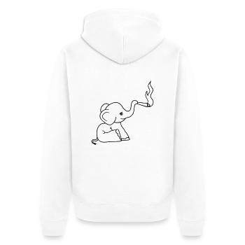 museau éléphant kiffen joint lapidé mauvaise herbe cannabi - Veste à capuche bio Premium Unisexe - blanc - Dos - Thijin (182cm)