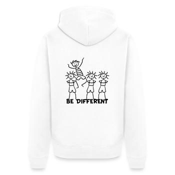 Happy Funny Boy Be Different - Unisex Premium Bio Zip Hoodie - Weiß - Hinten - Thijin (182cm)