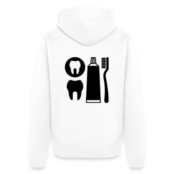 Zahnpflege - Unisex Premium Bio Zip Hoodie - Weiß - Hinten - Thijin (182cm)