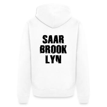 Saarbrooklyn - Unisex Premium Bio Zip Hoodie - Weiß - Hinten - Thijin (182cm)