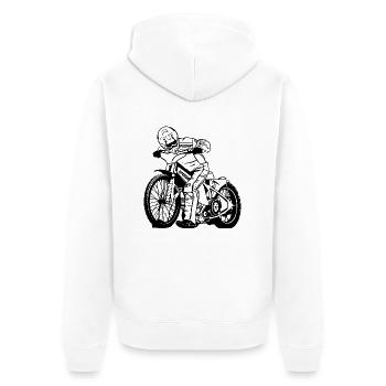 Speedway - Unisex Premium Bio Zip Hoodie - Weiß - Hinten - Thijin (182cm)