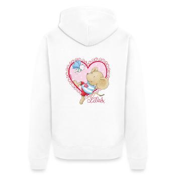 Lillebi_cœur_rose - Veste à capuche bio Premium Unisexe - blanc - Dos - Thijin (182cm)