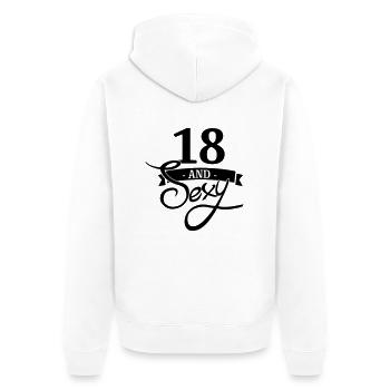 18 and sexy - Unisex Premium Bio Zip Hoodie - Weiß - Hinten - Thijin (182cm)