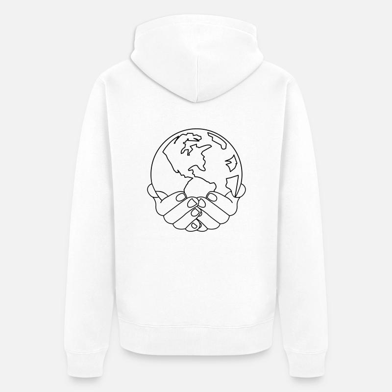 world_in_your_hands_01 - Veste à capuche bio Premium Unisexe - blanc