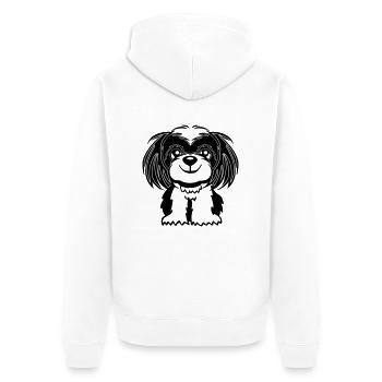 Hund Shih-Tzu - Unisex Premium Bio Zip Hoodie - Weiß - Hinten - Thijin (182cm)