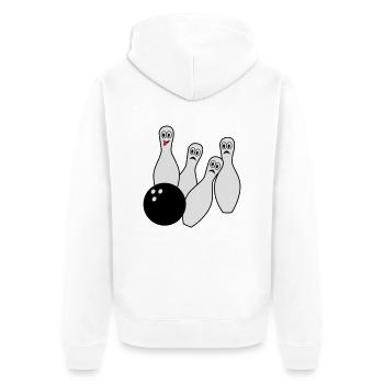 Bowling, Kegeln - Unisex Premium Bio Zip Hoodie - Weiß - Hinten - Thijin (182cm)