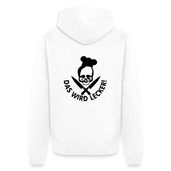 lecker kochen / kochen / lecker / skull - Unisex Premium Bio Zip Hoodie - Weiß - Hinten - Thijin (182cm)