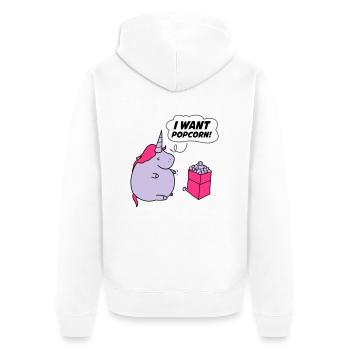 unicorn_want_popcorn_002 - Veste à capuche bio Premium Unisexe - blanc - Dos - Thijin (182cm)