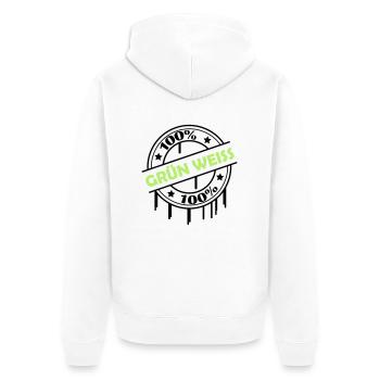 100_gruen_weiss - Unisex Premium Bio Zip Hoodie - Weiß - Hinten - Thijin (182cm)