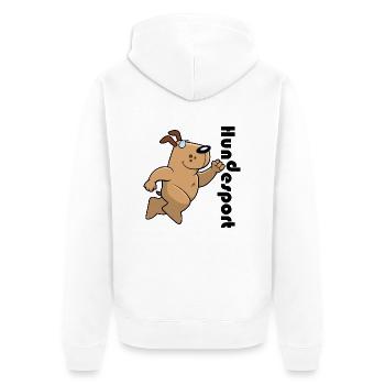 Hundesport - Unisex Premium Bio Zip Hoodie - Weiß - Hinten - Thijin (182cm)