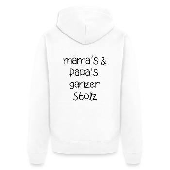 mama papa Eltern stolz Kinder babys Schrift - Unisex Premium Bio Zip Hoodie - Weiß - Hinten - Thijin (182cm)