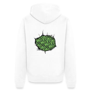 dog veganismus bärenstark fleischfrei lieben - Unisex Premium Bio Zip Hoodie - Weiß - Hinten - Thijin (182cm)