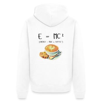 E MC² Kaffee Milch Energie Geschenk lustig - Unisex Premium Bio Zip Hoodie - Weiß - Hinten - Thijin (182cm)