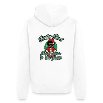 Santa Claus never come to the ghetto - Unisex Premium Bio Zip Hoodie - Weiß - Hinten - Thijin (182cm)