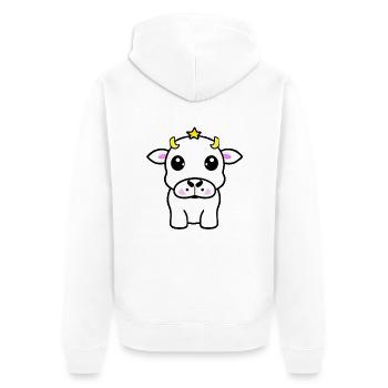 Kuh süß Tier Bauernhof Tiere lustig Kühe neu 24 - Unisex Premium Bio Zip Hoodie - Weiß - Hinten - Thijin (182cm)