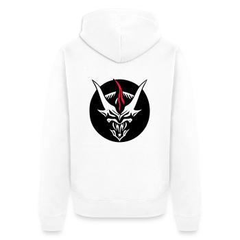 Dämonisches Monster (3. Horn personalisierbar) - Unisex Premium Bio Zip Hoodie - Weiß - Hinten - Thijin (182cm)