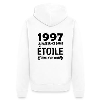 anniversaire année 1997 / naissance d une étoile - Veste à capuche bio Premium Unisexe - blanc - Dos - Thijin (182cm)
