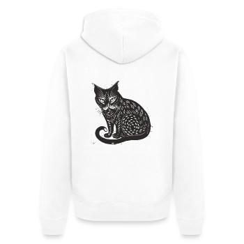 Schwarze Katze Haustier Kätzchen Mietze Schnurren - Unisex Premium Bio Zip Hoodie - Weiß - Hinten - Thijin (182cm)