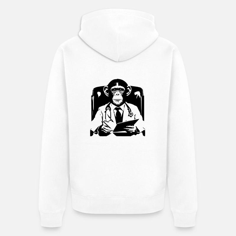 Affen Doktor - Unisex Premium Bio Zip Hoodie - Weiß