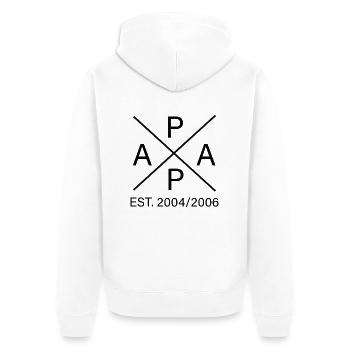 Papa seit 2004 und 2006 - Unisex Premium Bio Zip Hoodie - Weiß - Hinten - Thijin (182cm)