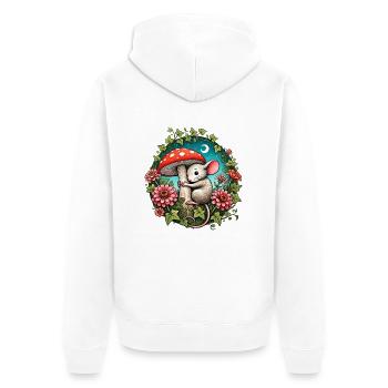 Mouse - Unisex Premium Organic Zip Hoodie - white - Back - Thijin (182cm)