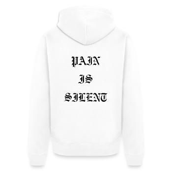 LA DOULEUR SE TAIT Vieil anglais - Veste à capuche bio Premium Unisexe - blanc - Dos - Thijin (182cm)