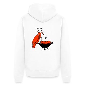 Oiseau griller des saucisses griller délicieusement manger des saucisses - Veste à capuche bio Premium Unisexe - blanc - Dos - Thijin (182cm)