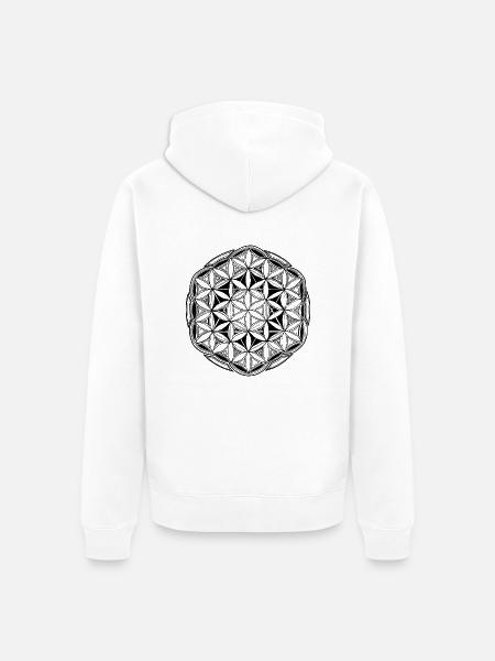 Blume Des Lebens Motiv - Unisex Premium Bio Zip Hoodie - Weiß